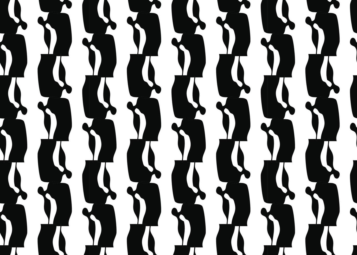 Hand drawn, black, white color abstract seamless pattern vector