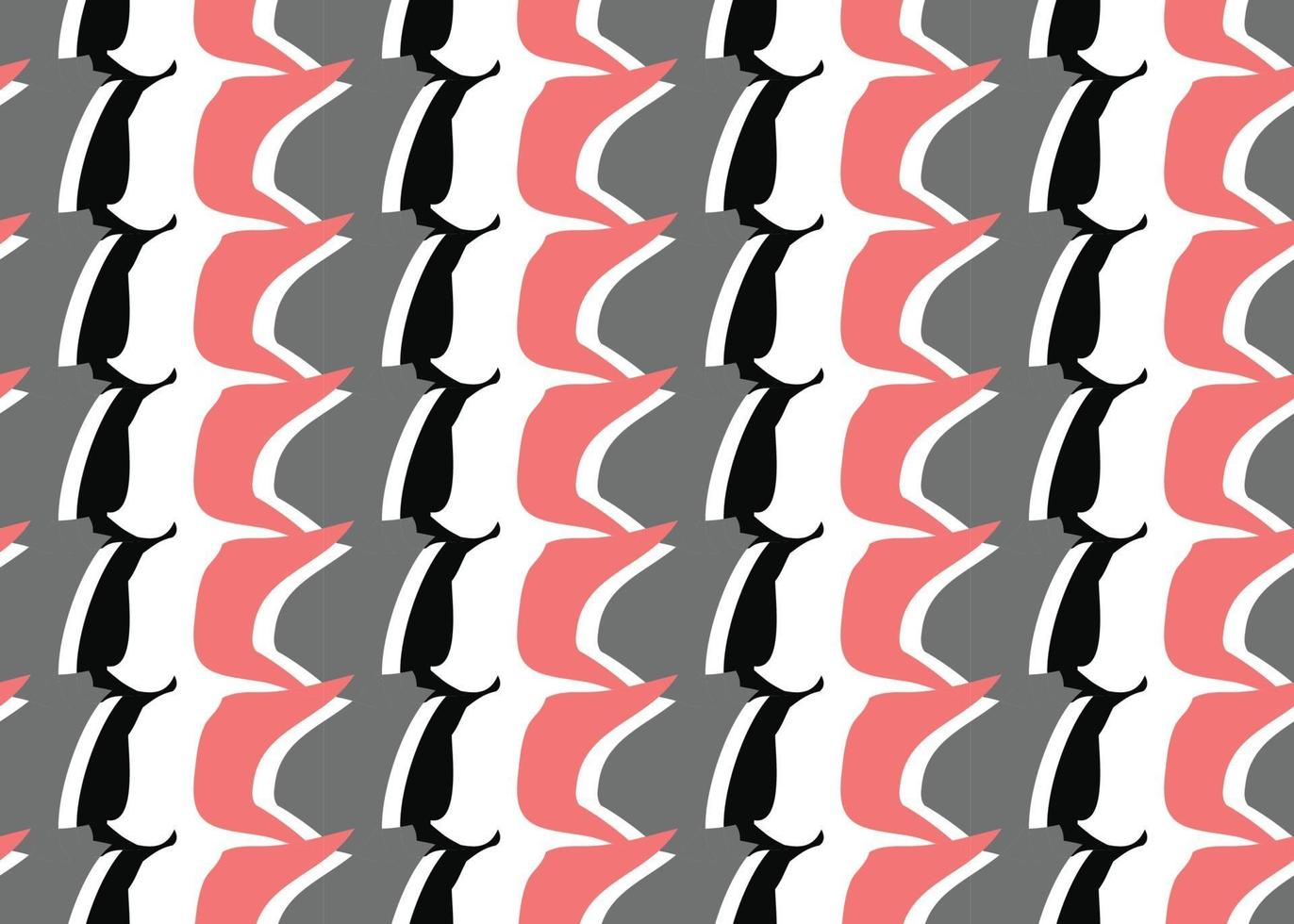 Hand drawn, red, grey, black, white color abstract lines seamless pattern vector