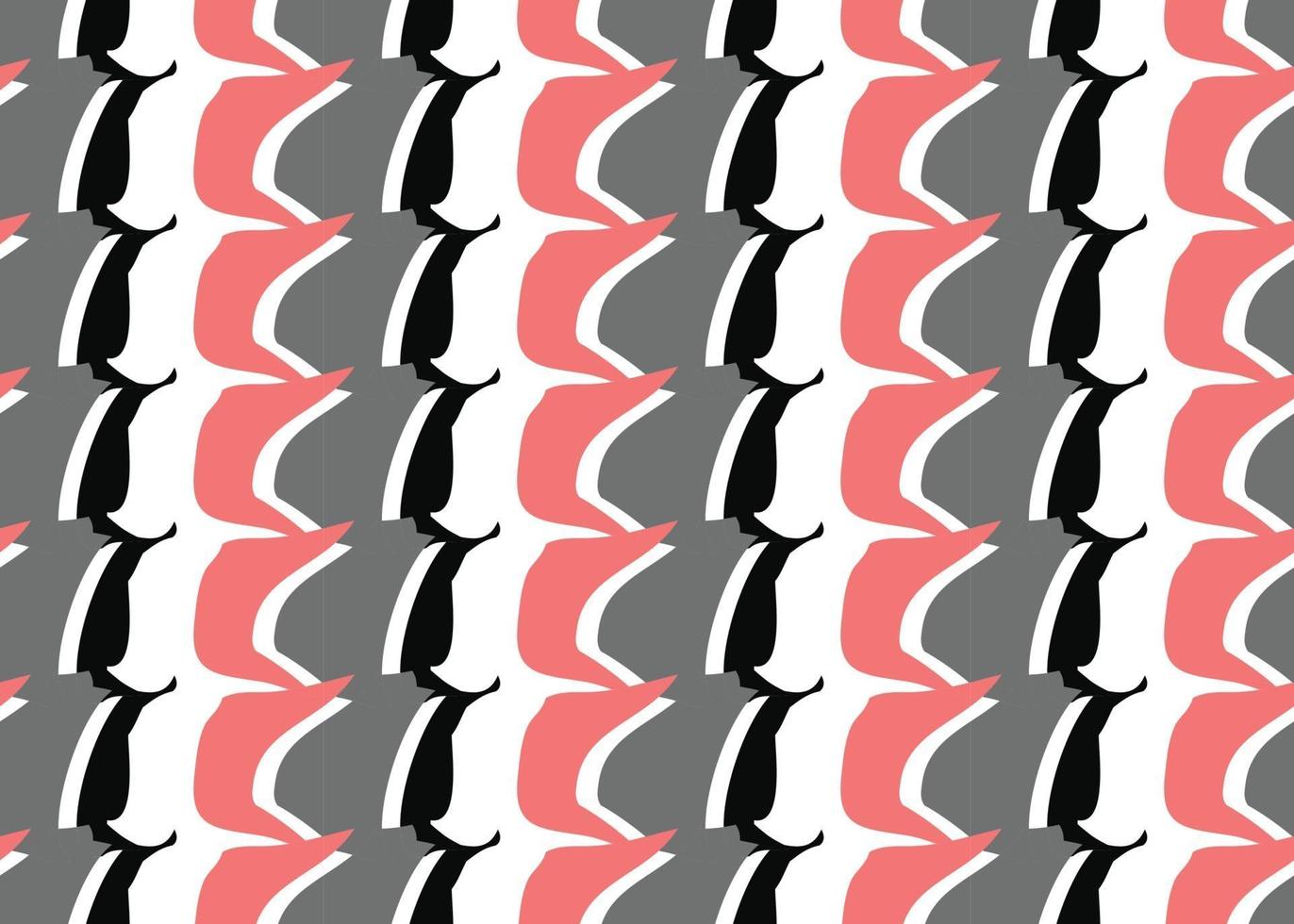 Hand drawn, red, grey, black, white color abstract lines seamless pattern vector