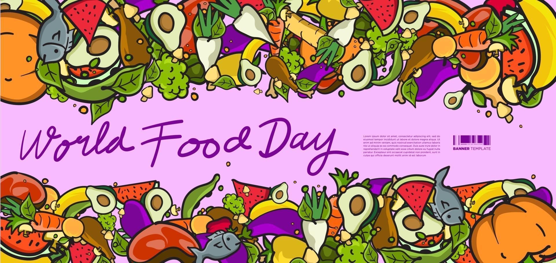 World food day banner with colorful illustration vector