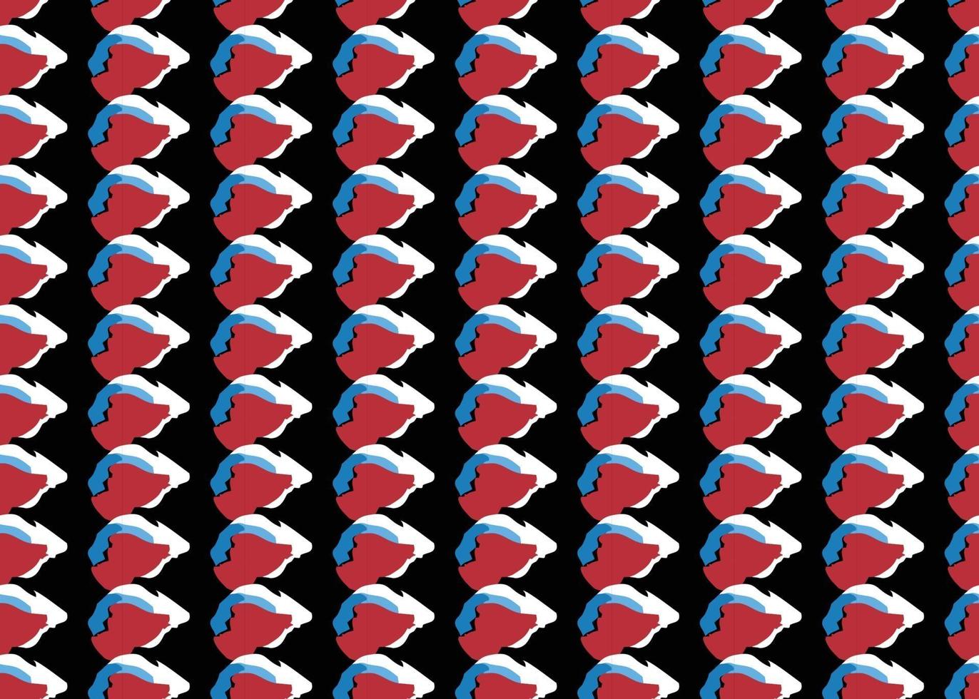 Hand drawn, red, blue, black, white color shapes seamless pattern vector