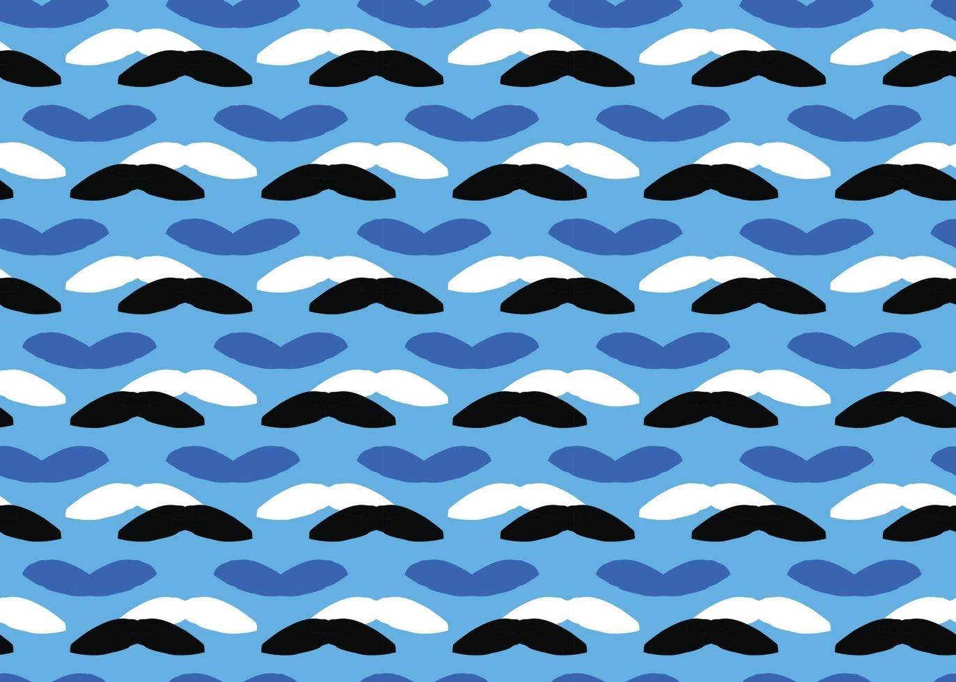 Hand drawn, blue, white, black colors shapes seamless pattern vector