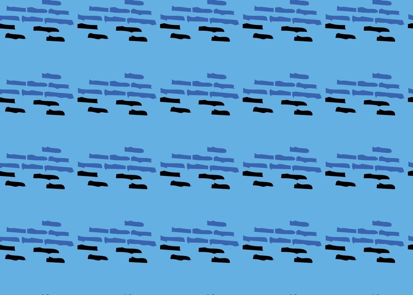 Hand drawn, blue, black color lines seamless pattern vector