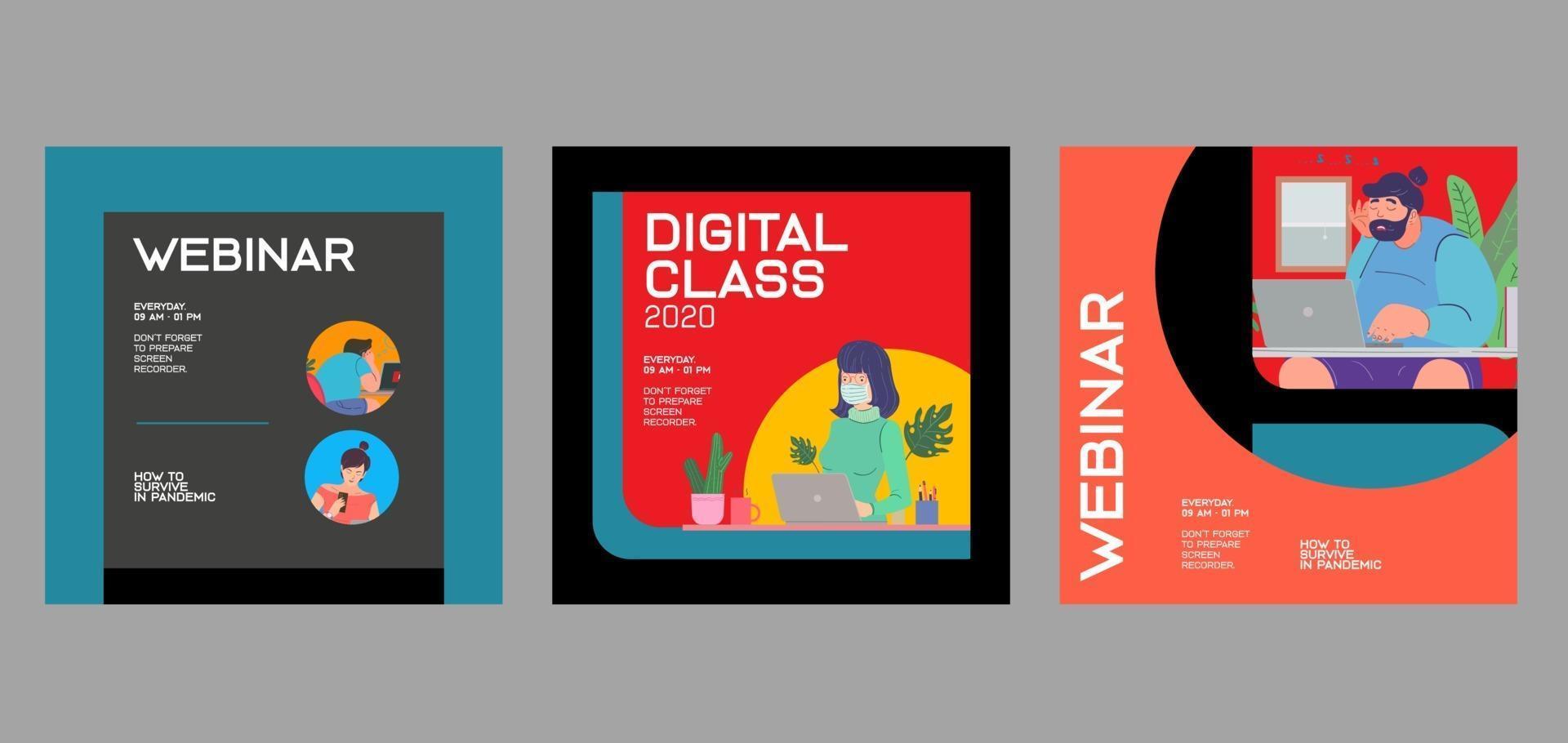 Web seminar design template for digital seminar vector