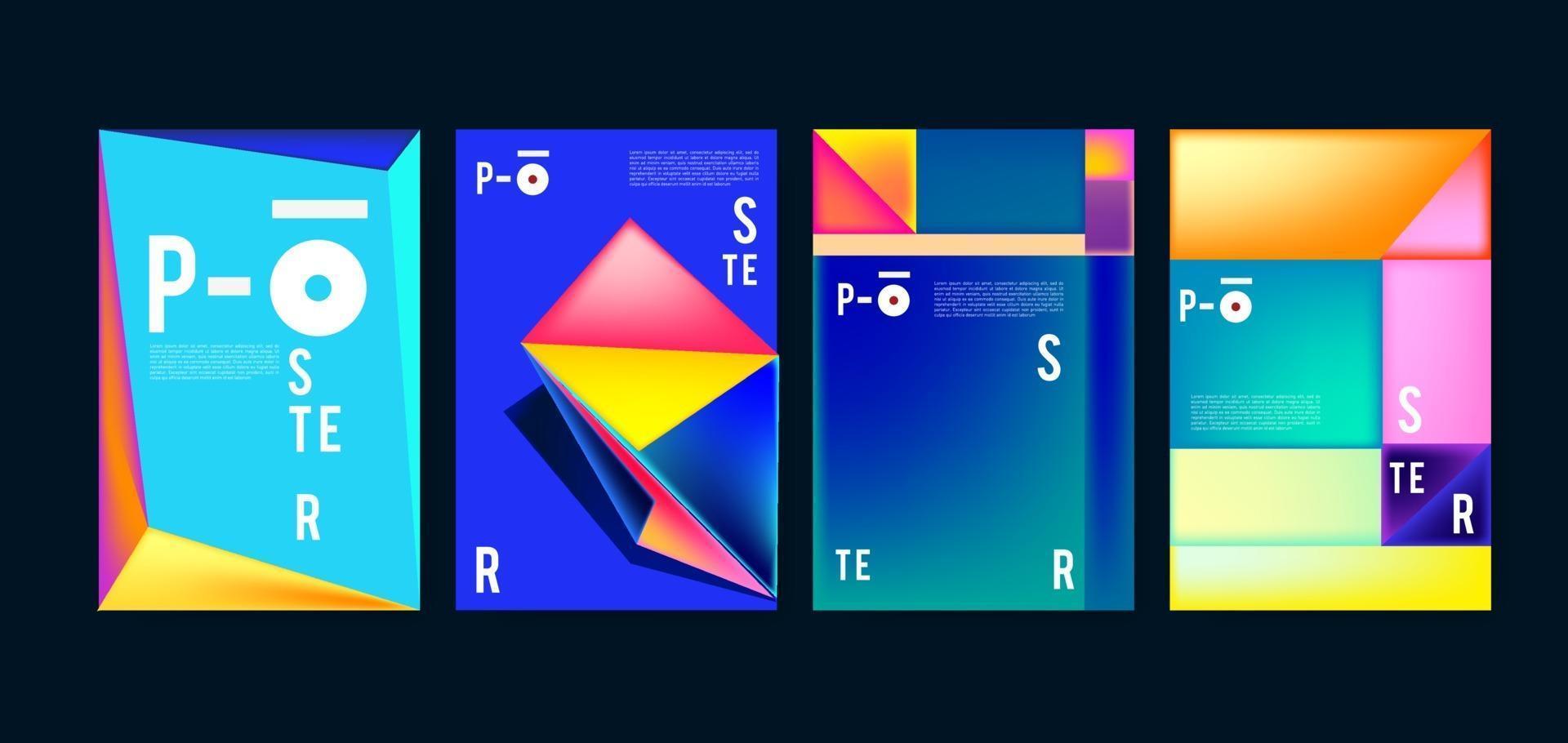 Vector colorful geometric triangle poster design template