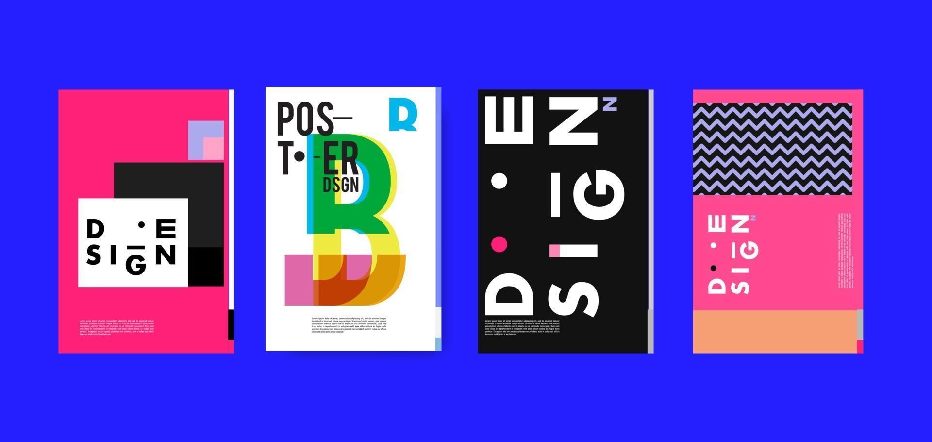 Vector colorful geometric abstract and text collage poster