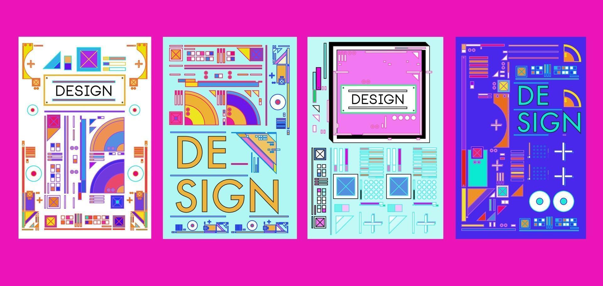 Vector colorful geometric abstract  and text collage poster