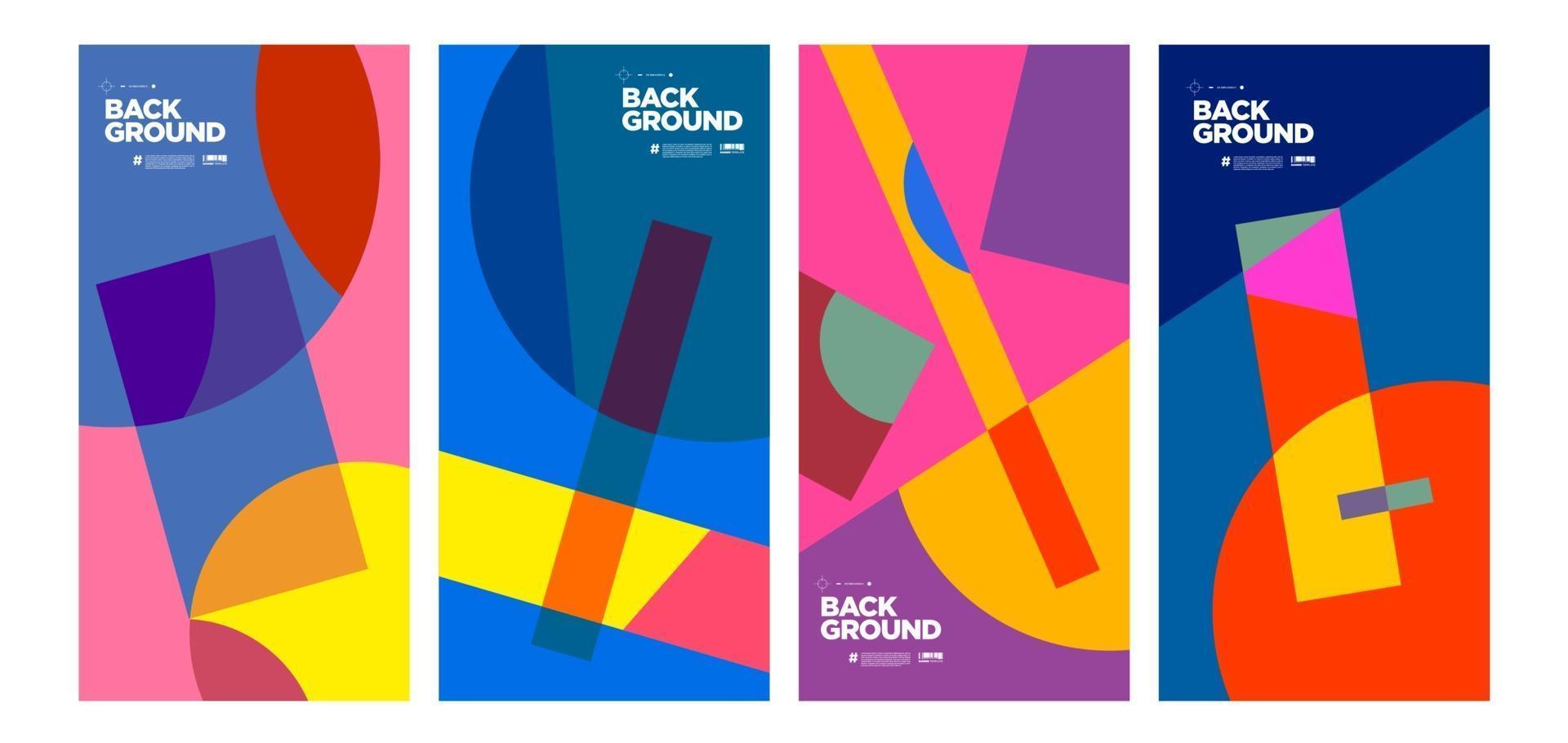 Vector colorful abstract geometric and curve poster