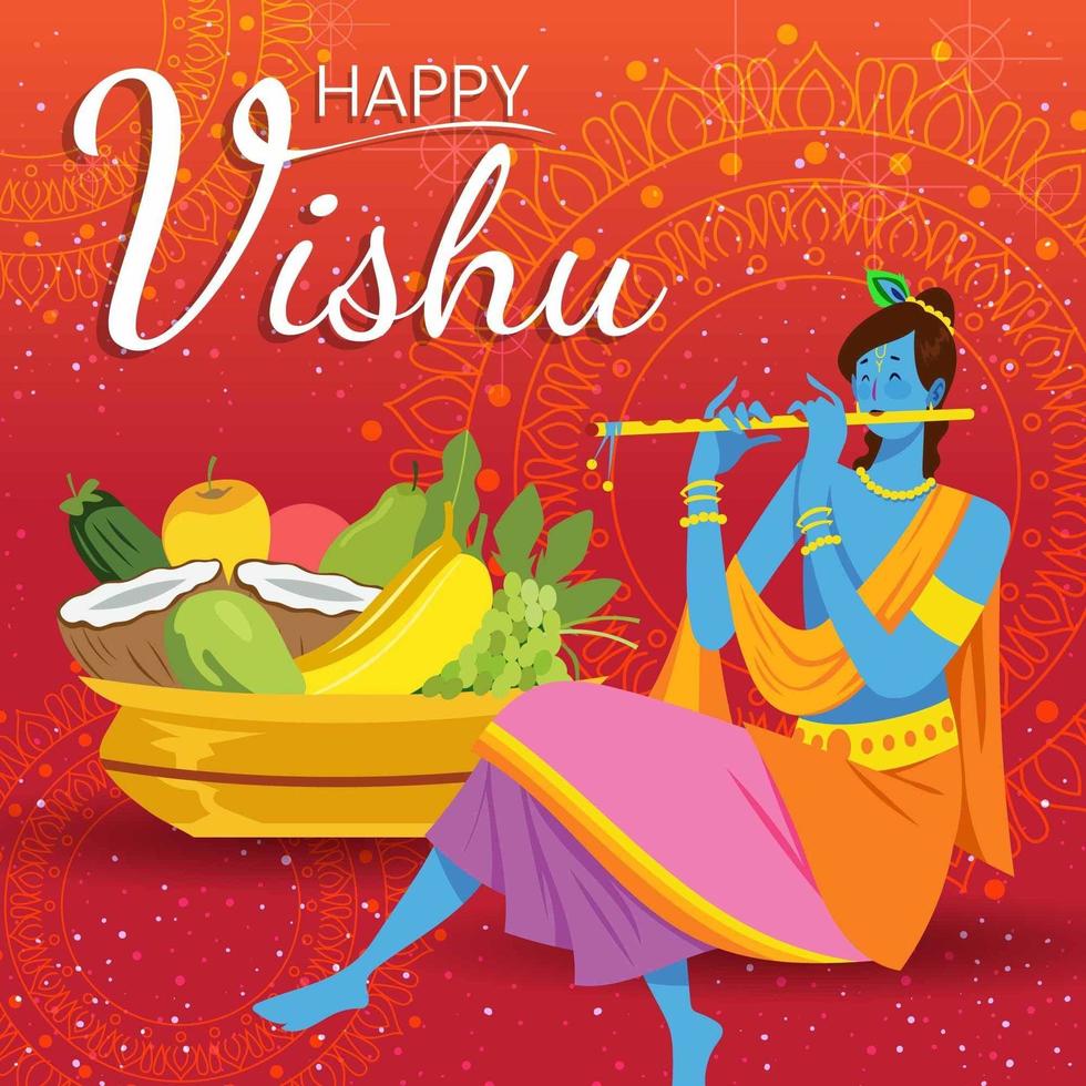Flat Happy Vishu Concept vector