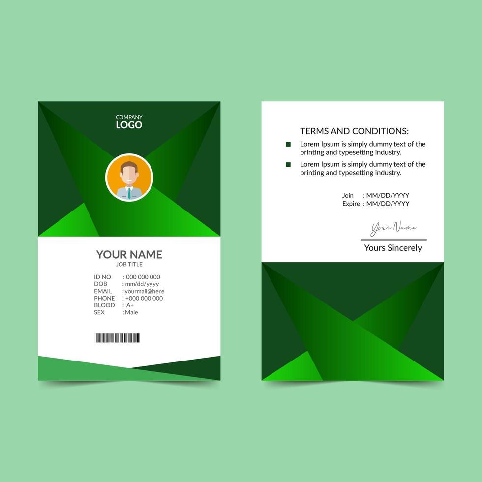 Green Elegant ID Card Design Template vector