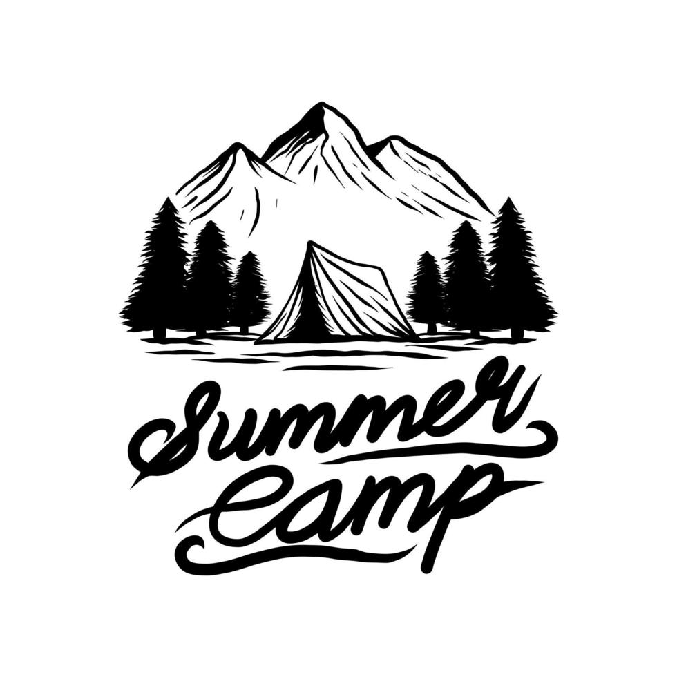 Ilustración de vector de camping de verano de aventura