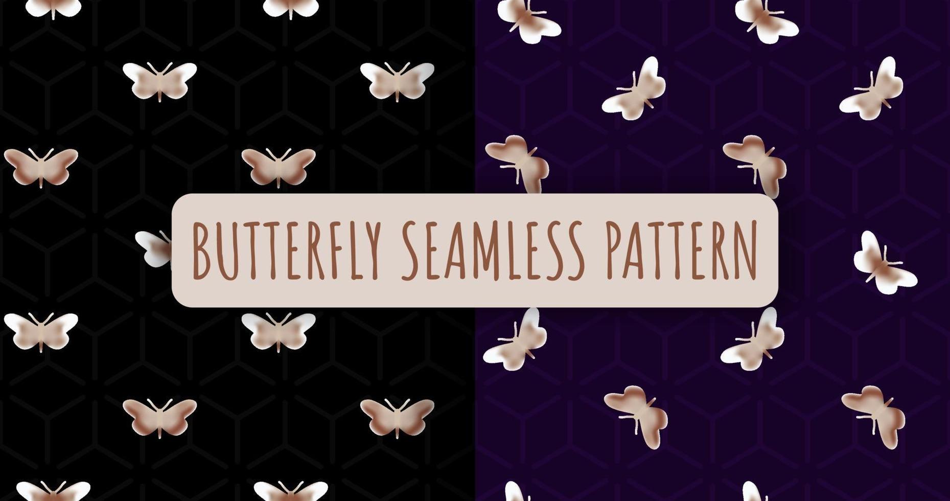 Seamless pattern with butterfly on black background vector