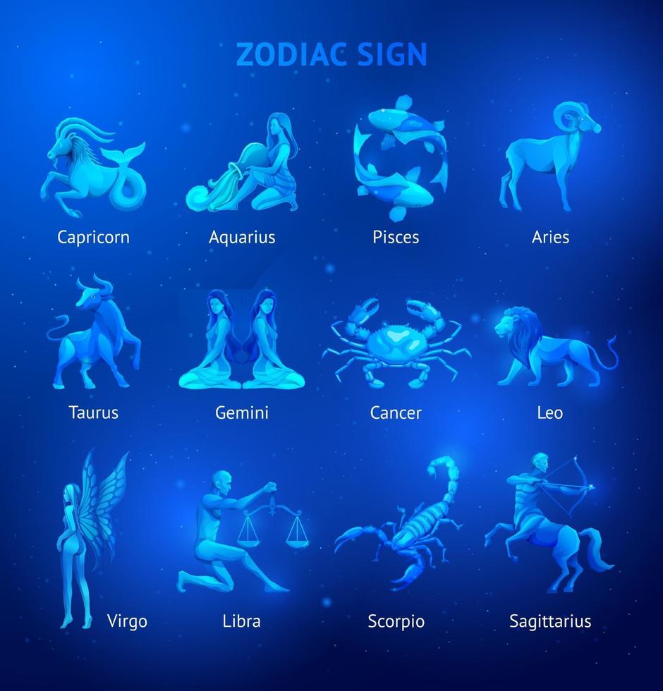 Set of Zodiac sign icons. Vector illustrations.