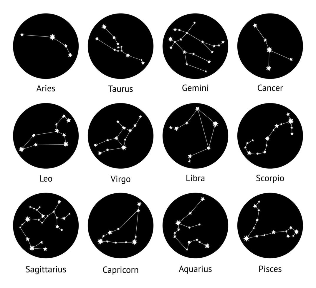 Zodiac horoscope star signs vector illustrations.