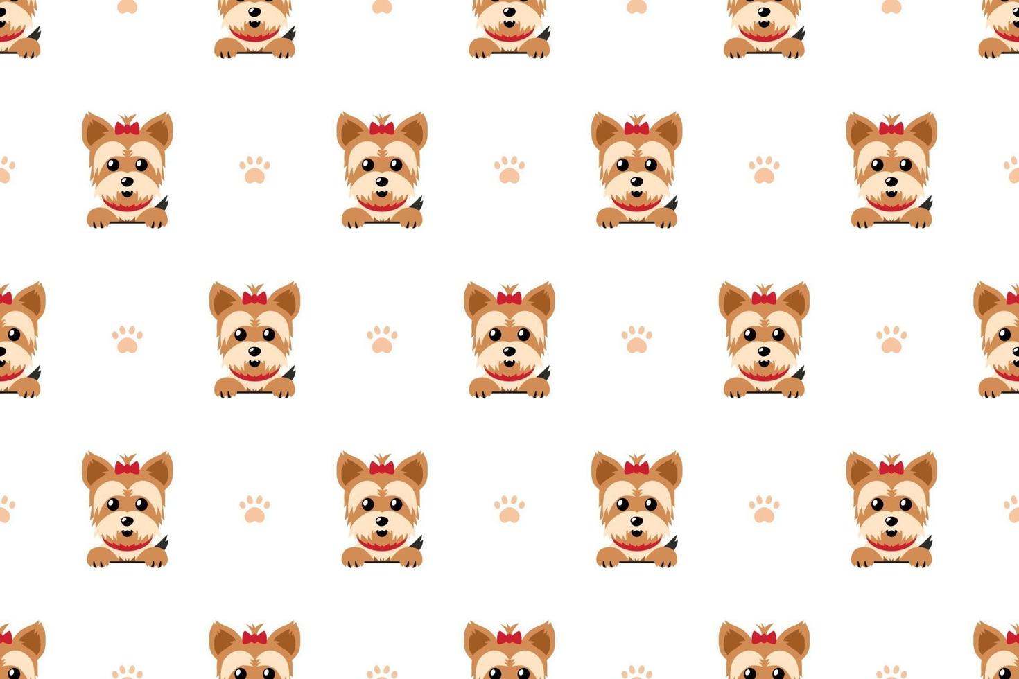 vector, caricatura, carácter, yorkshire terrier, perro, seamless, patrón vector