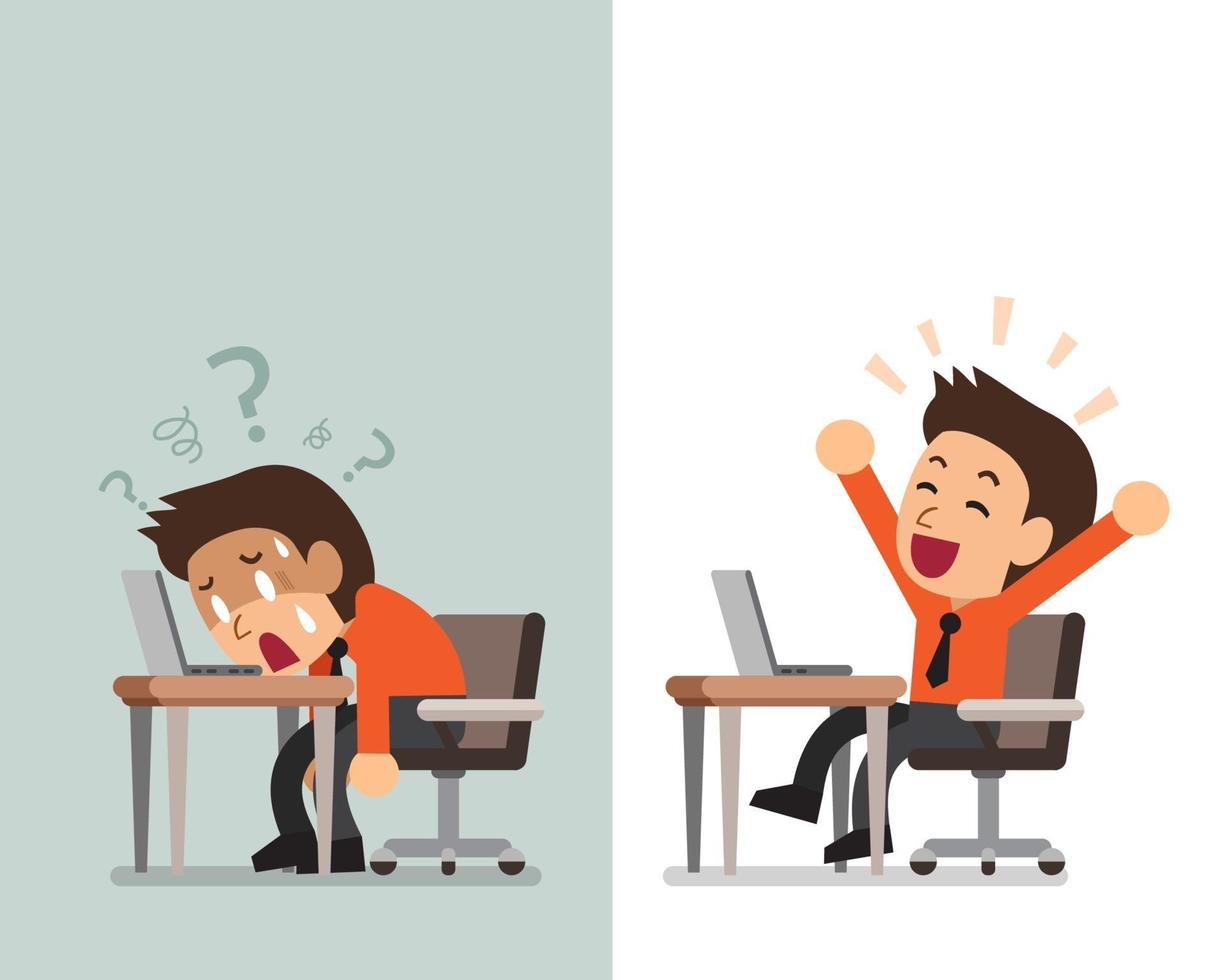 Cartoon businessman expressing different emotions vector