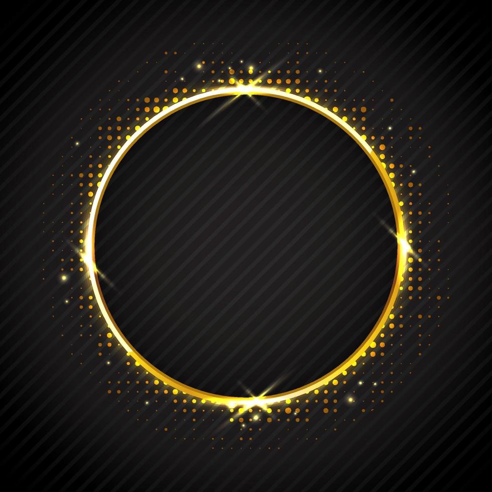 Golden Sparkling Ring on Black Background vector