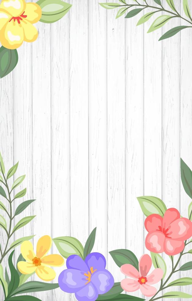 Colorful Flowers on Wooden Board vector