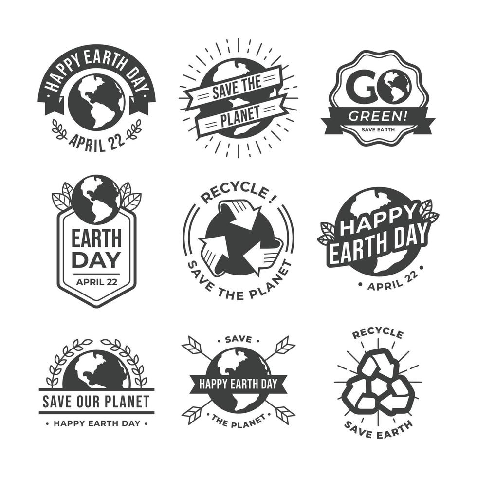 Earth Day Awareness Vintage Stickers vector