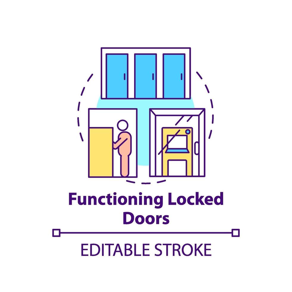 Functioning locked door concept icon vector