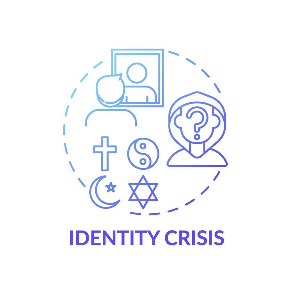 Identity crisis blue gradient concept icon vector