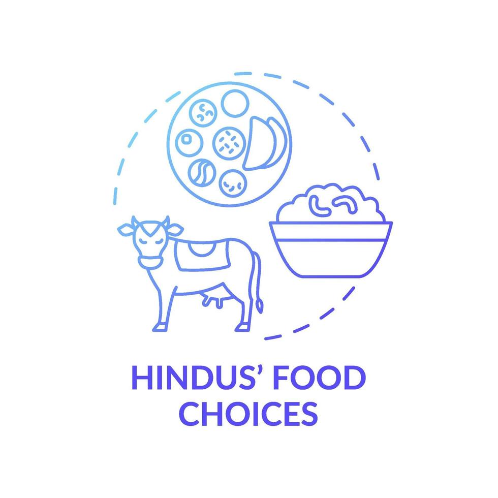 Elección de comida hindú icono azul degradado concepto vector