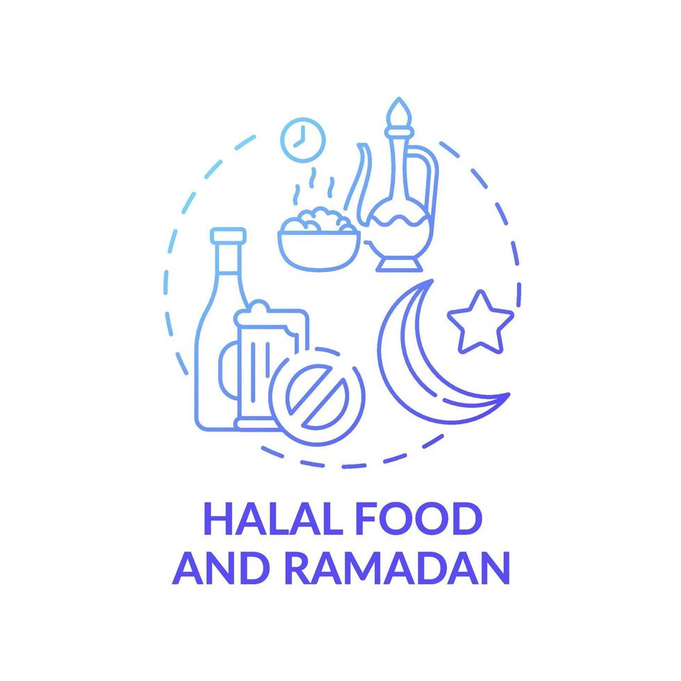 Halal food and ramadan blue gradient concept icon vector