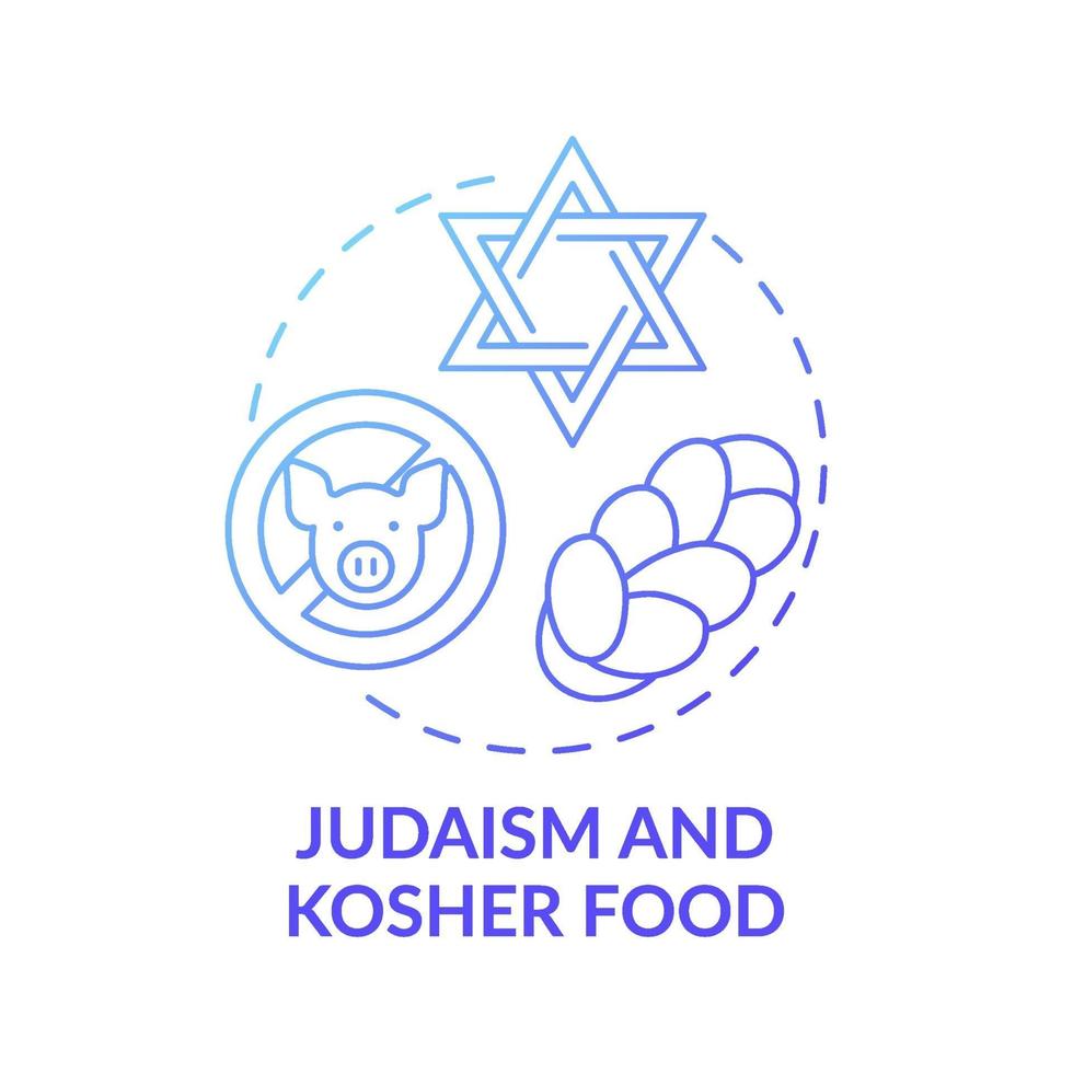 Judaism and kosher food blue gradient concept icon vector