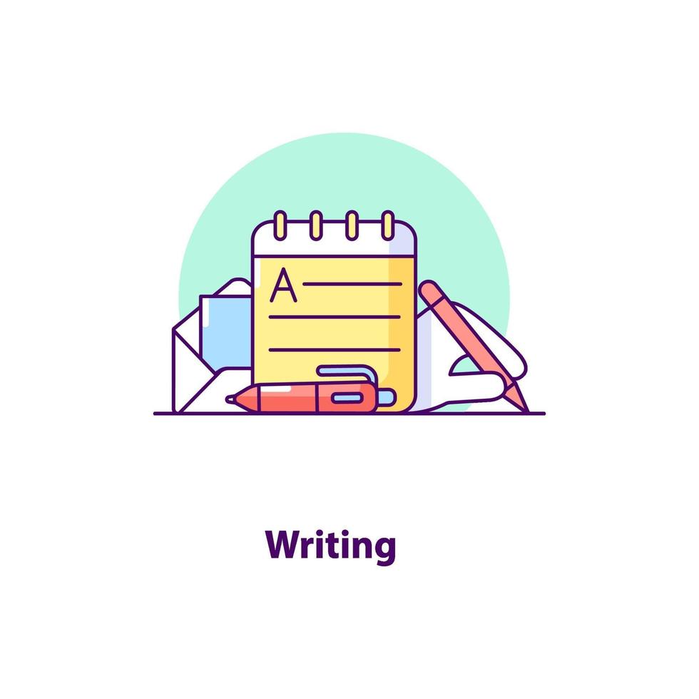 icono de concepto de interfaz de usuario creativo de escritura vector