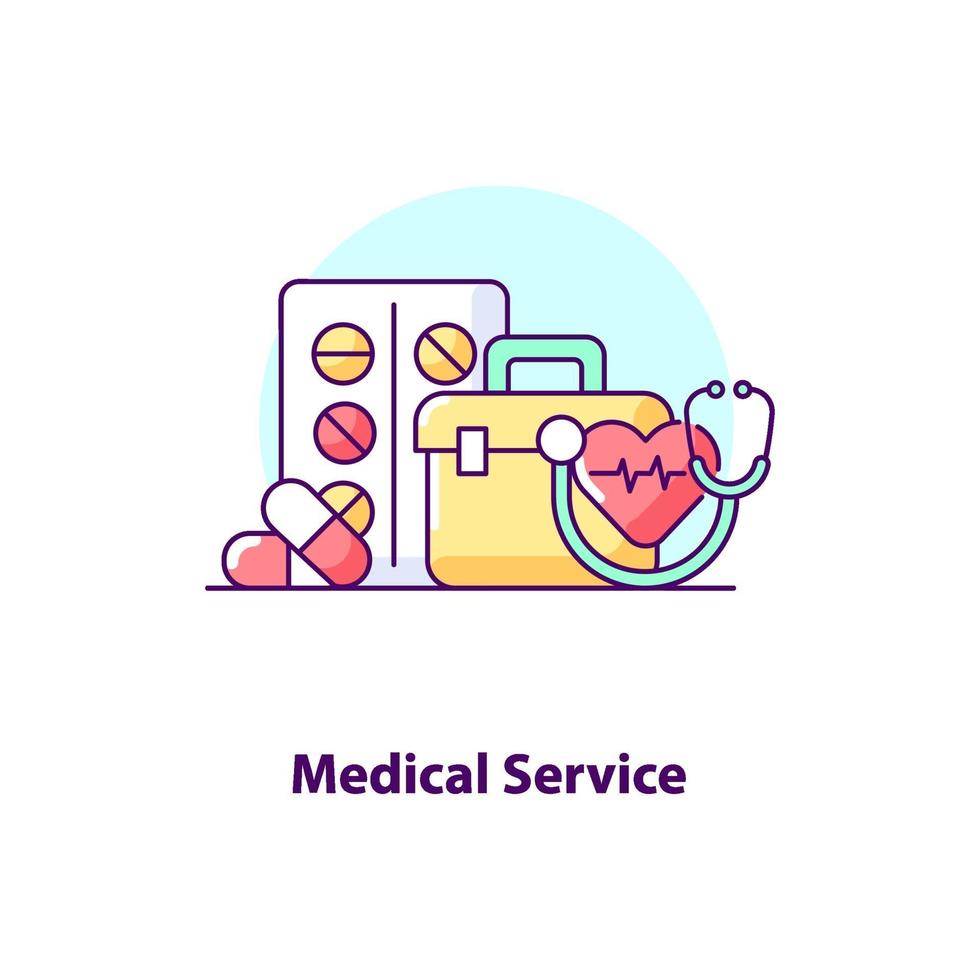 icono de concepto de interfaz de usuario creativo de servicio médico vector