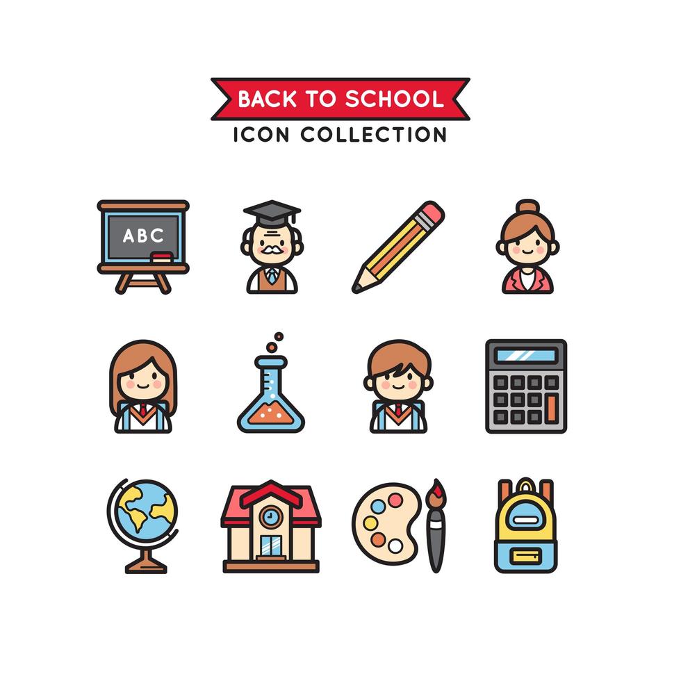 School Students and Stationery vector