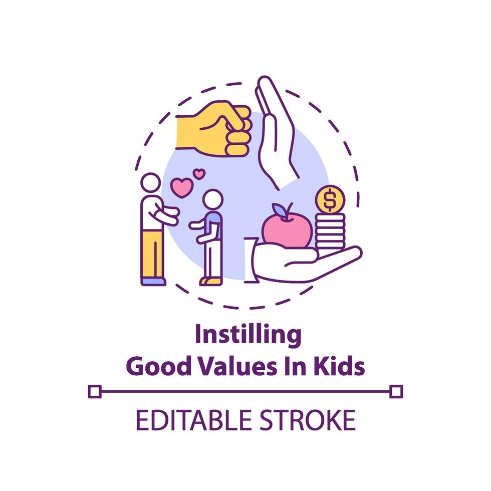 Instilling good values in kids concept icon vector