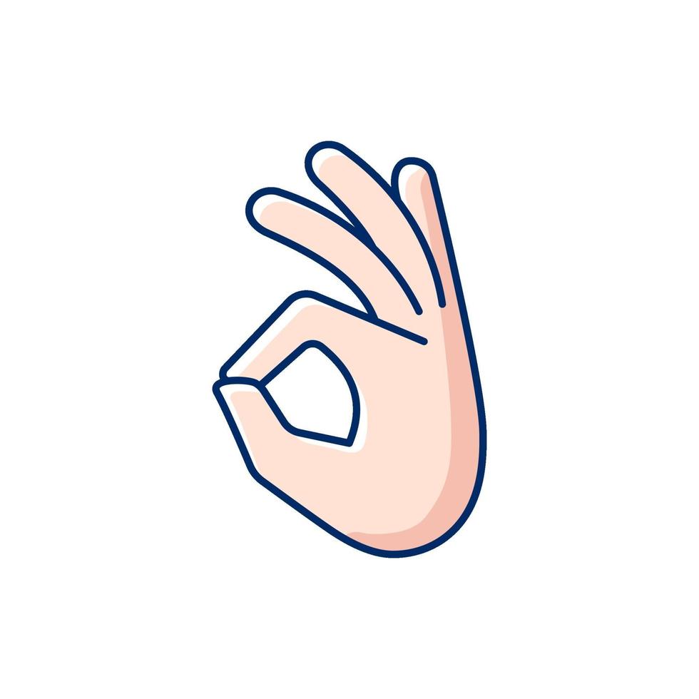 Okay gesture RGB color icon vector