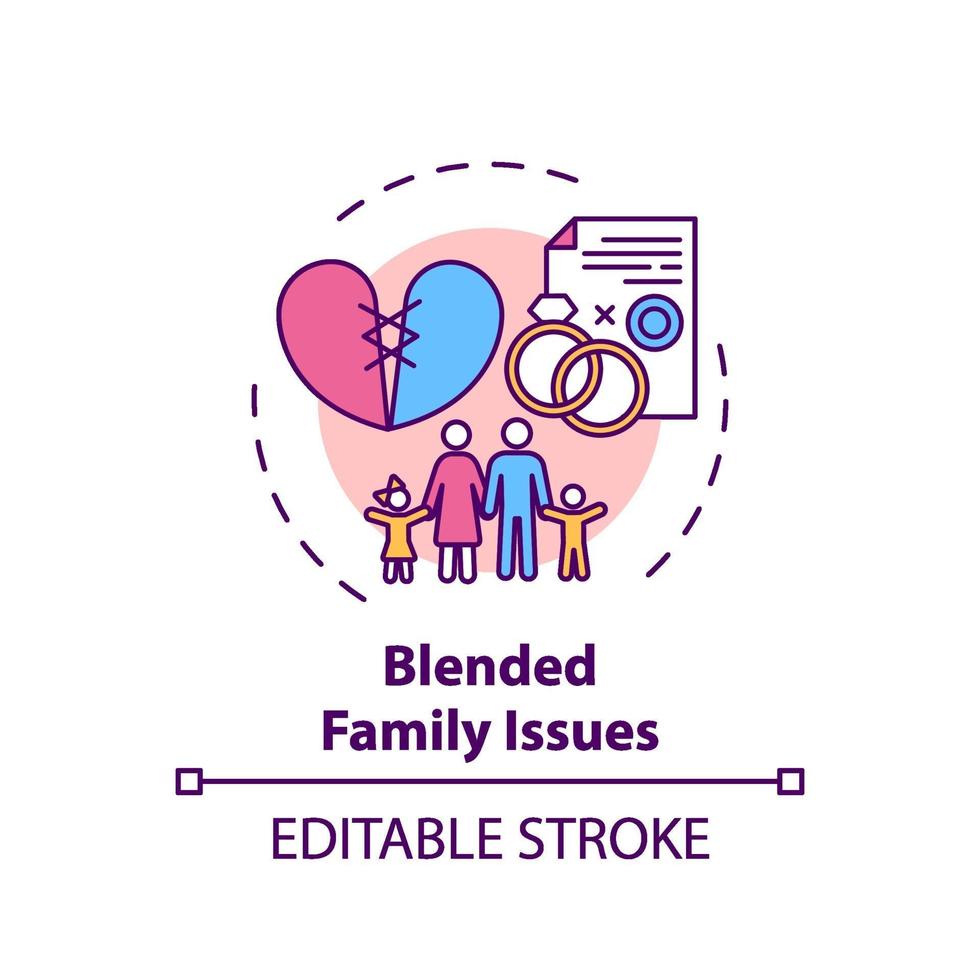 Blended family issues concept icon vector