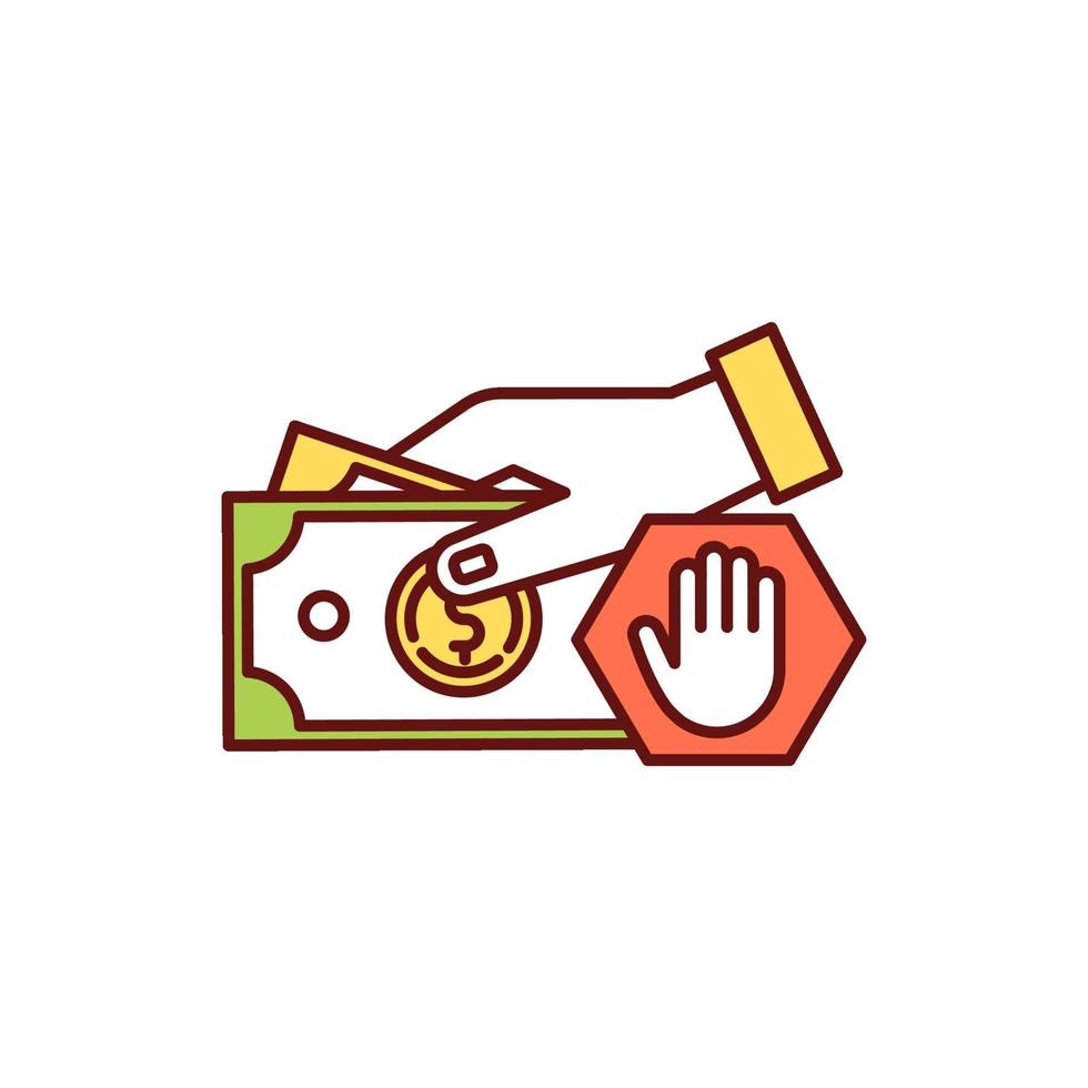 Risk for paying in cash RGB color icon vector