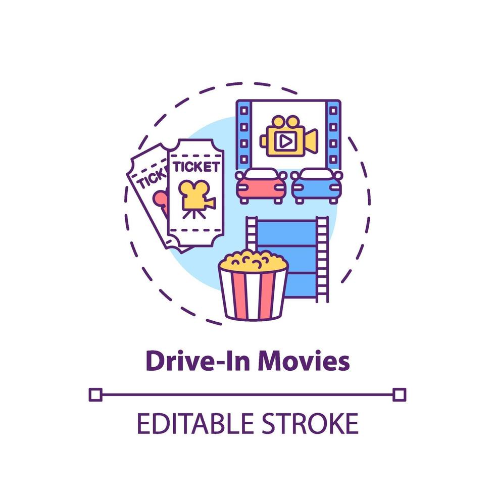 Drive in movies concept icon vector