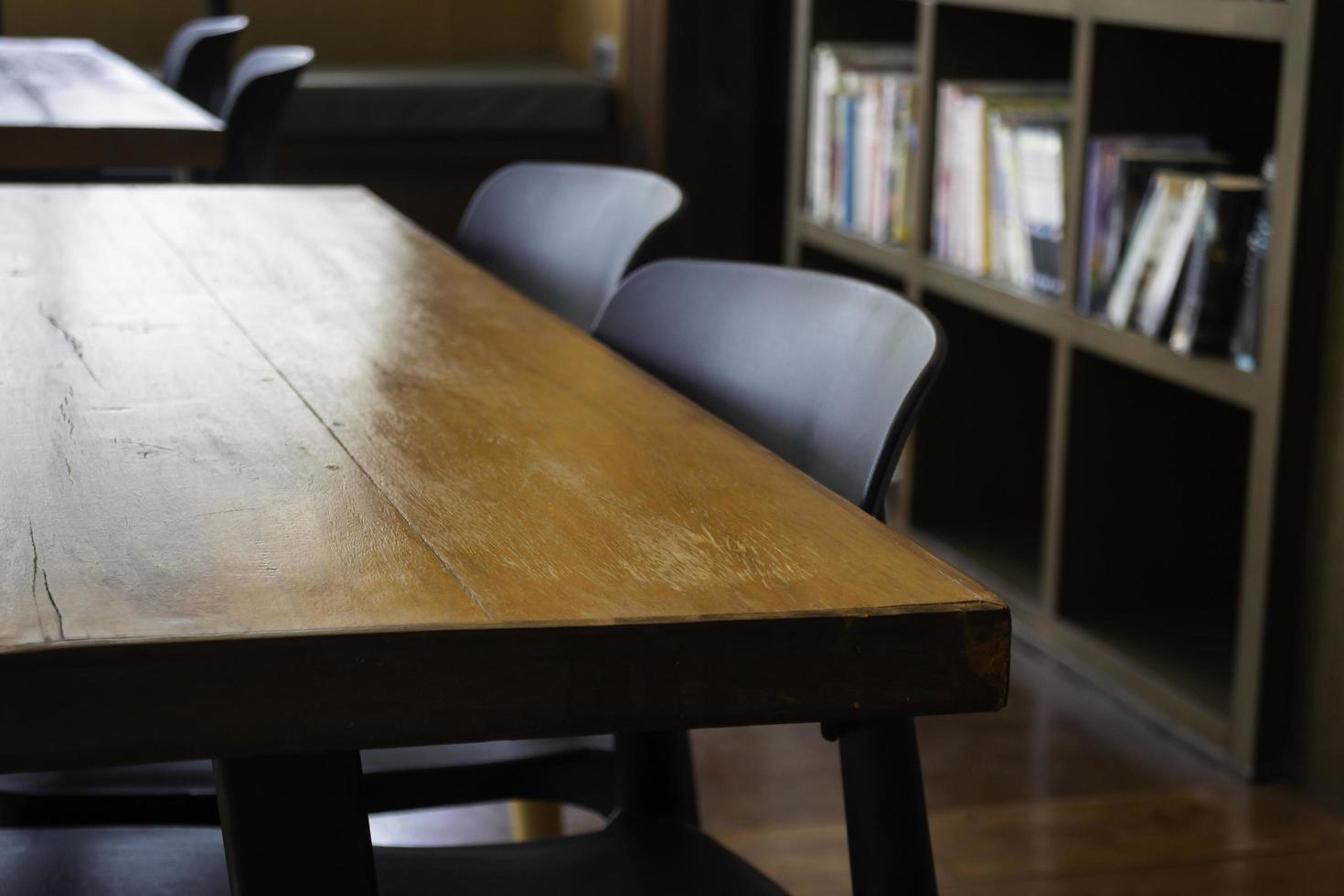 Interior working space wooden table photo