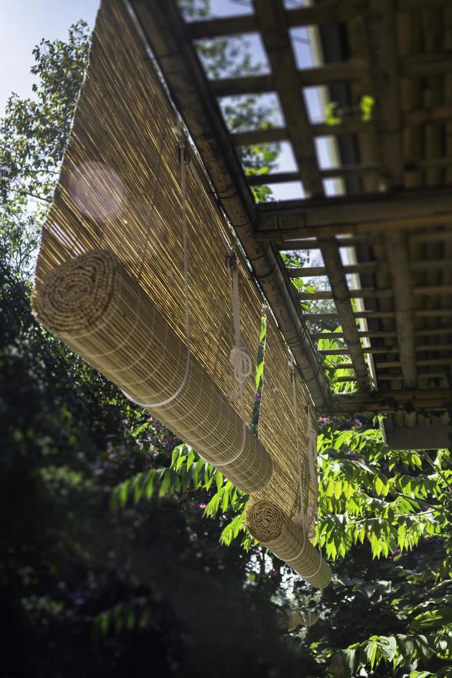 Bamboo sun shade for outside photo