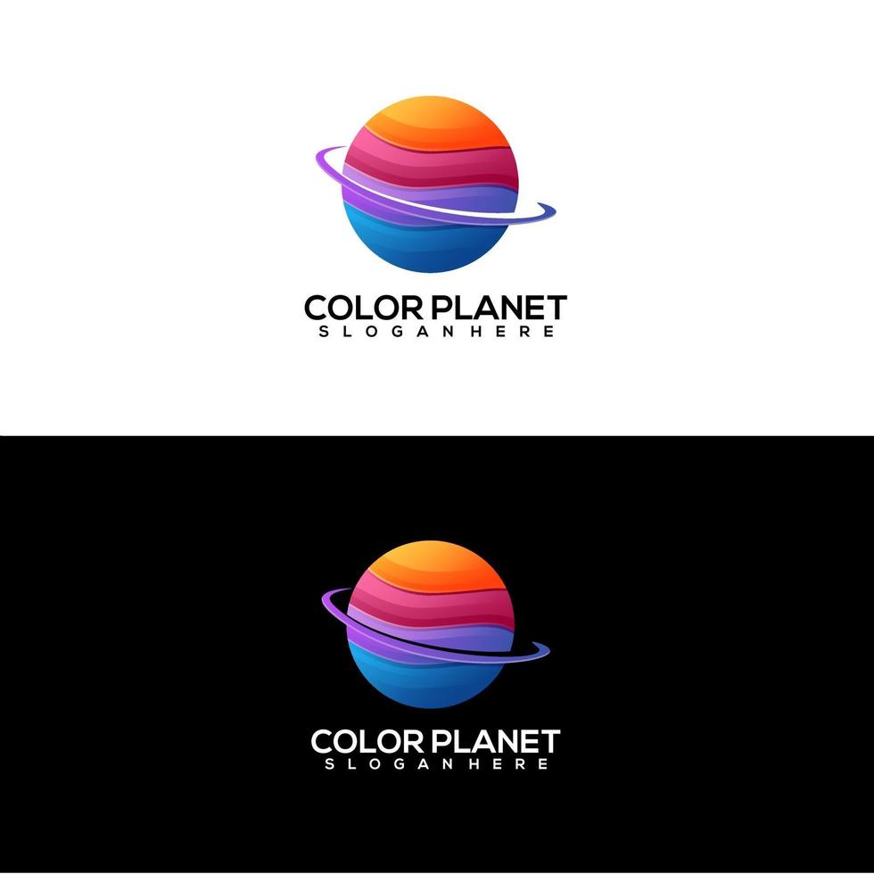 Logo planet colorful gradient vector
