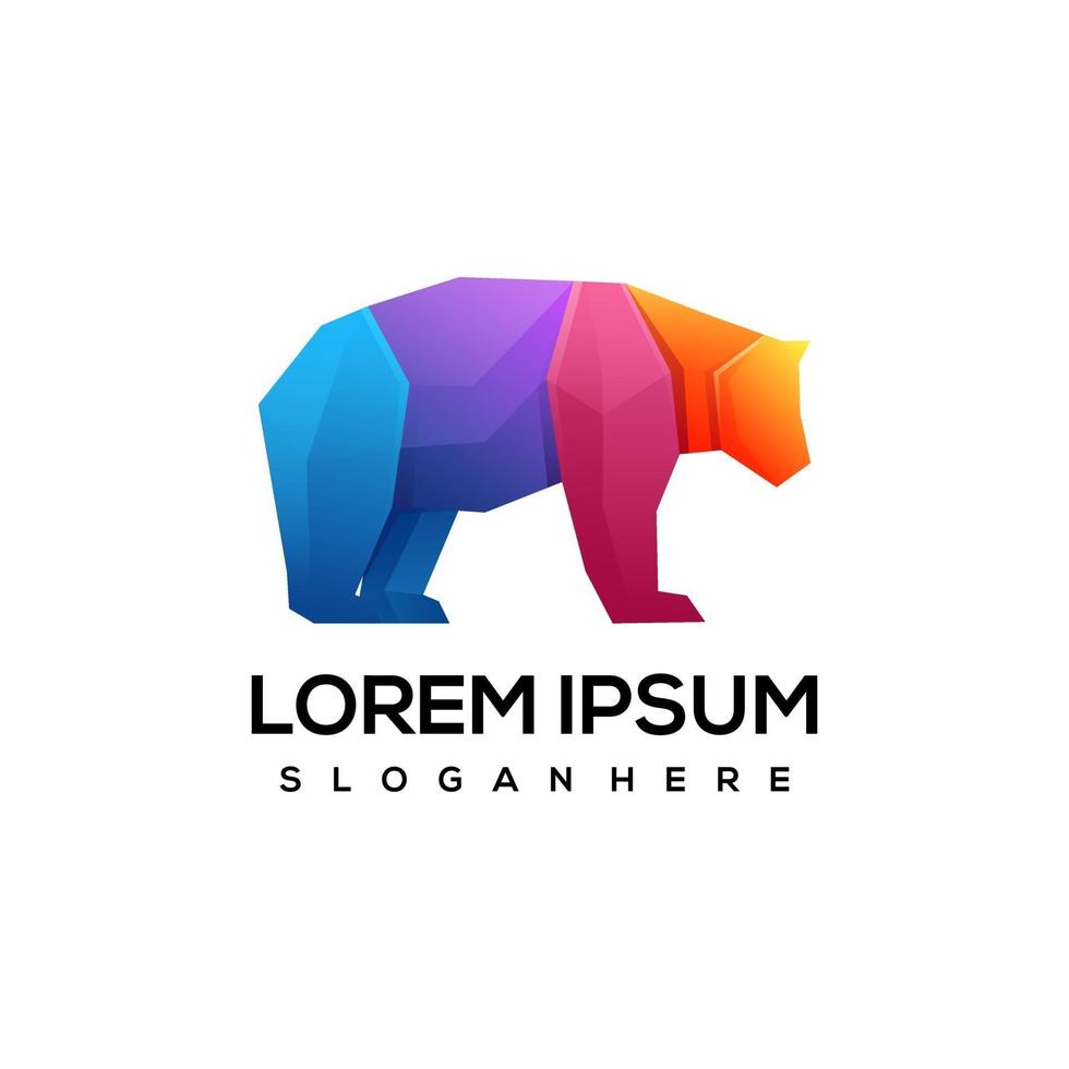 Logo bear colorful gradient vector