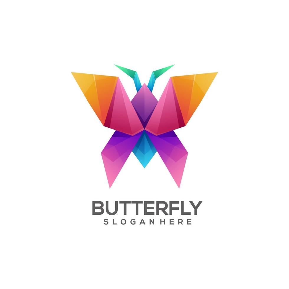 gradiente colorido de la mariposa del logotipo vector