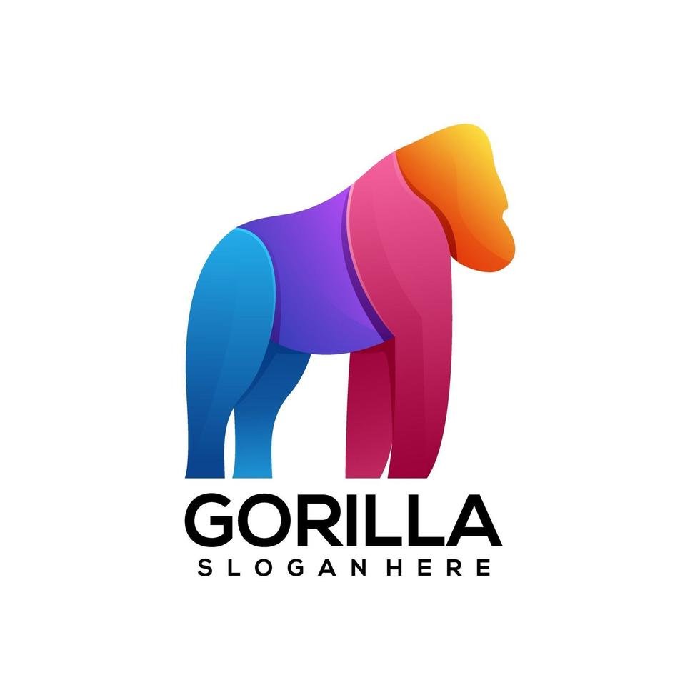 Logo gorilla colorful gradient vector