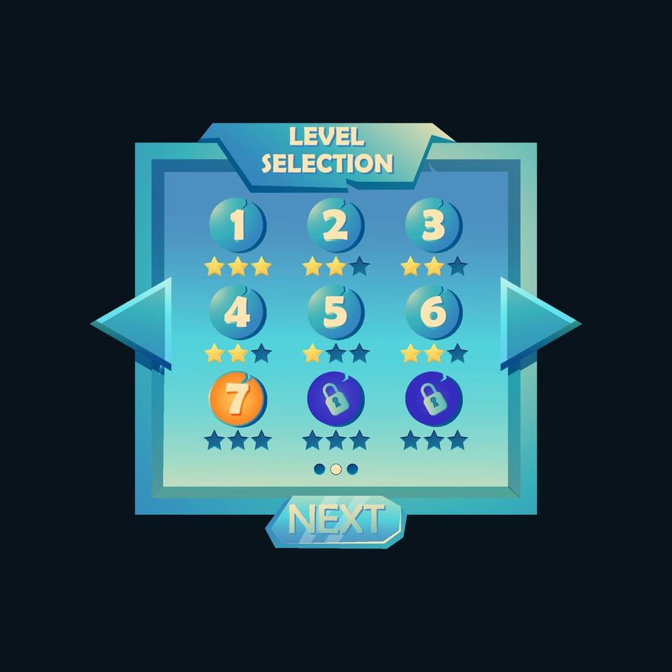 Level selection game ui pop up for 2d games vector Illustration