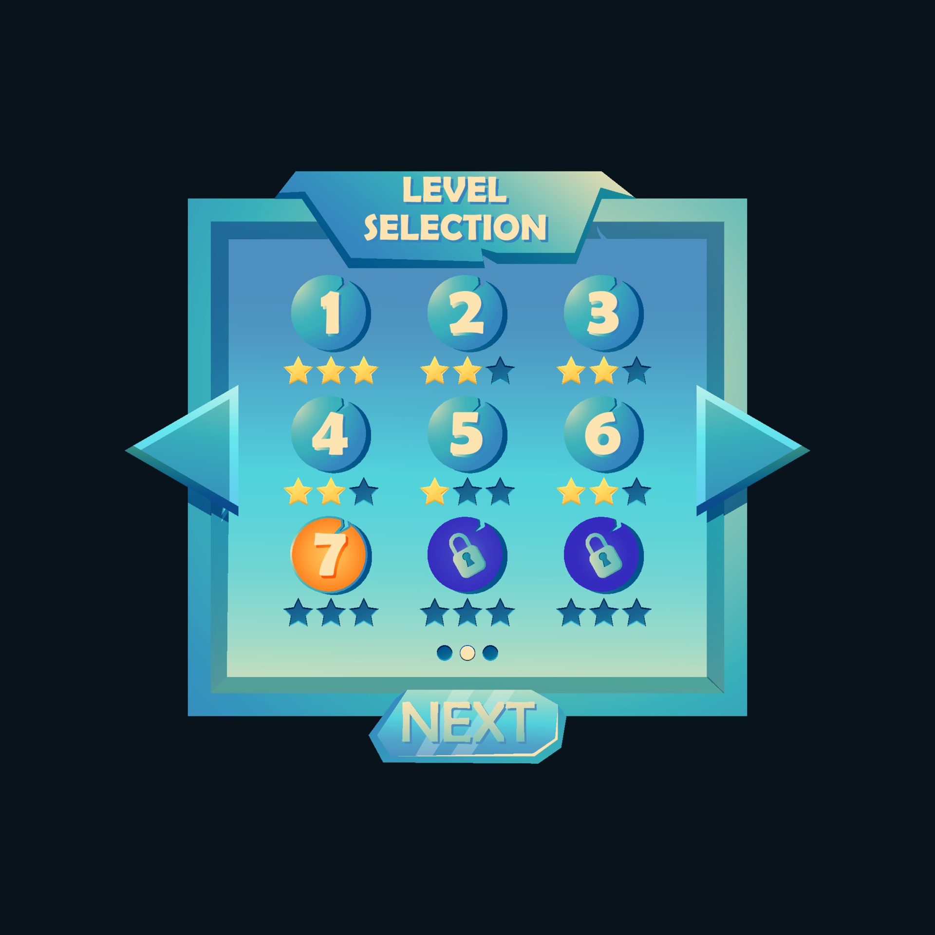 Game ui Level complete menu pop up with stars score and buttons 550649  Vector Art at Vecteezy