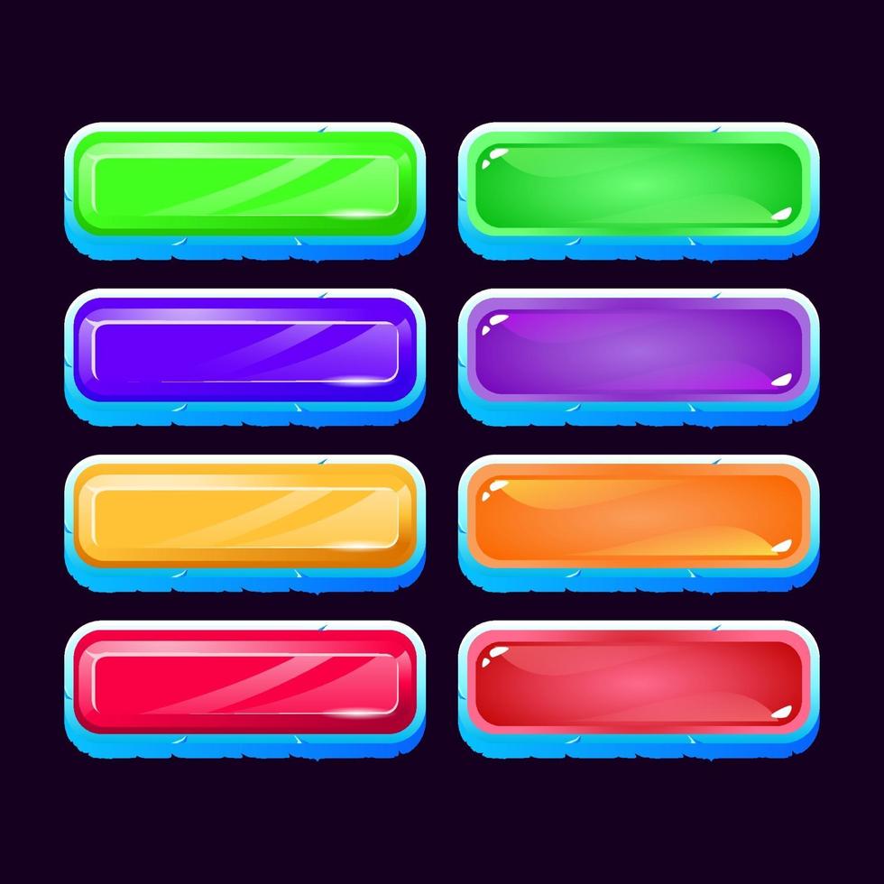 conjunto de botón colorido juego ui ice diamond y gelatina para elementos de activos de interfaz gráfica de usuario ilustración vectorial vector