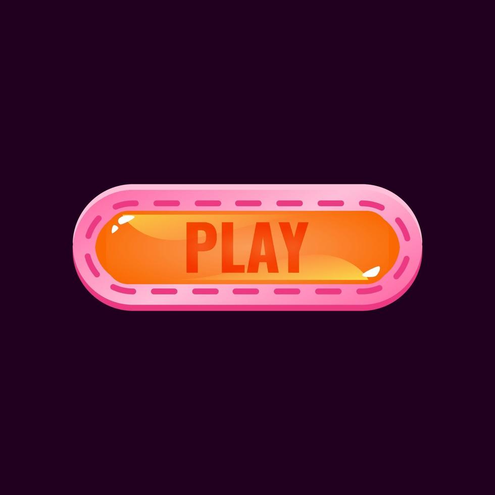 game ui rounded jelly play button with funny pink border for gui asset elements vector illustration