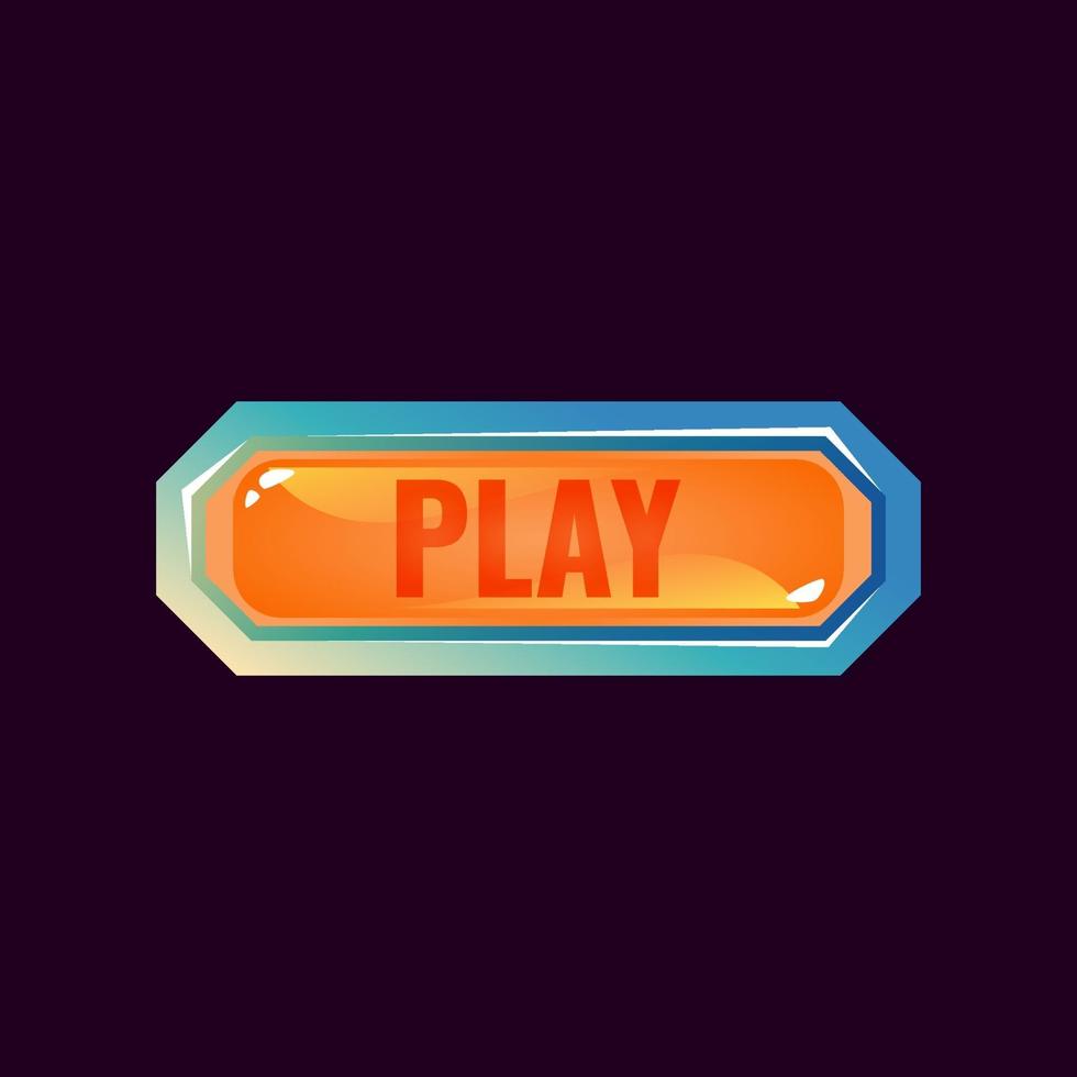 game ui jelly play button with polygon glossy blue border for gui asset elements vector illustration