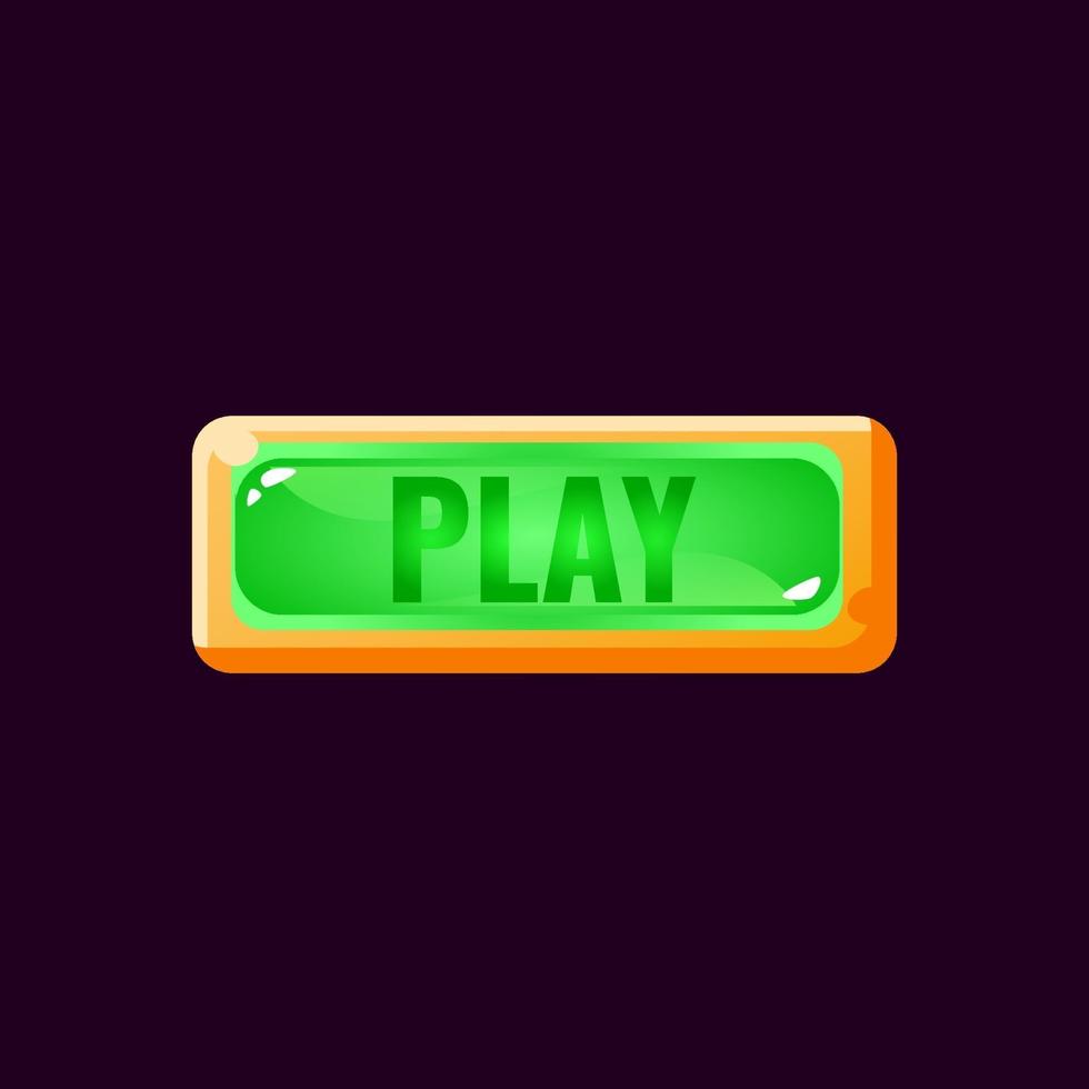 game ui rounded jelly play button with casual yellow border for gui asset elements vector illustration