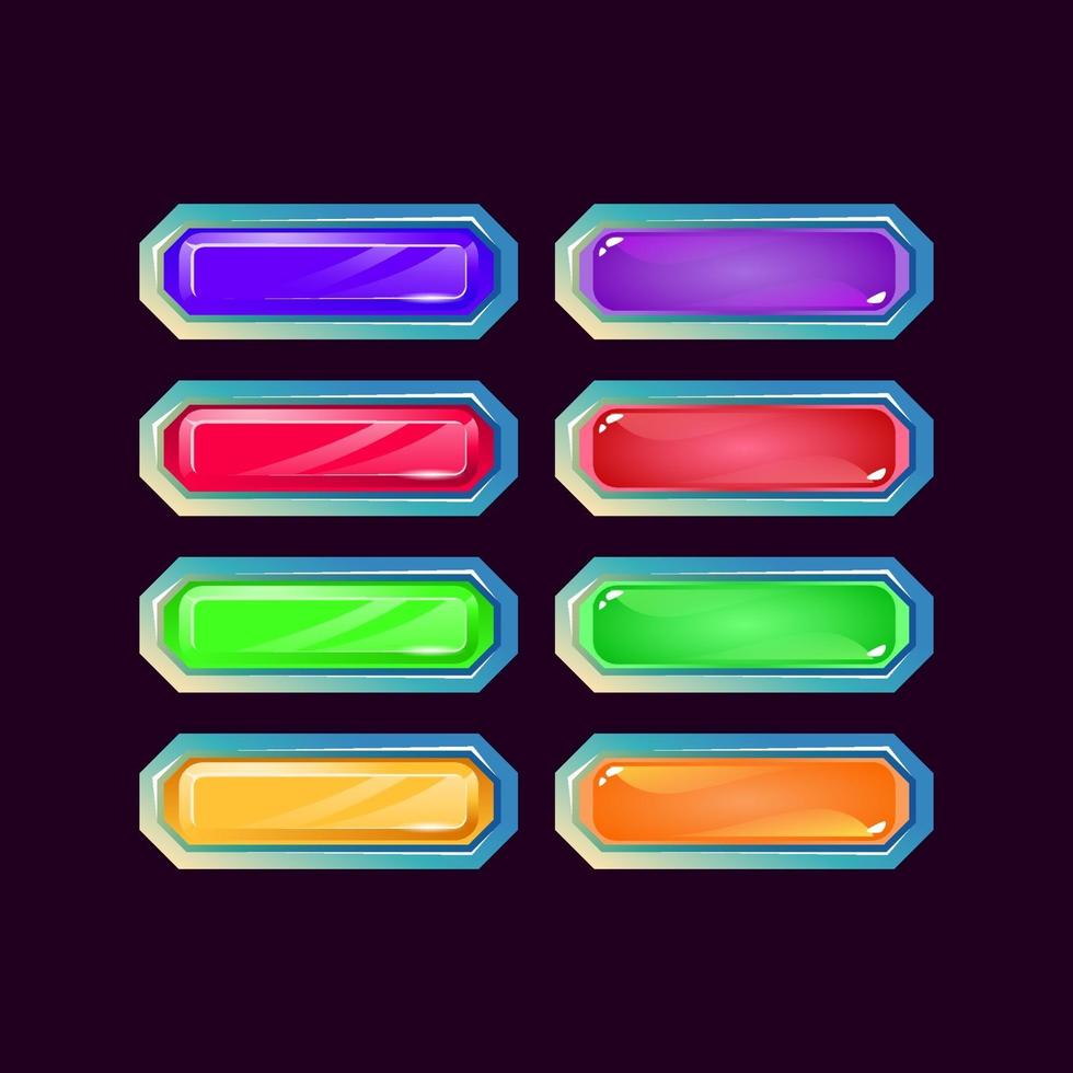 conjunto de juego ui polígono fantasía diamante y jalea botón colorido para elementos de activos de interfaz gráfica de usuario ilustración vectorial vector