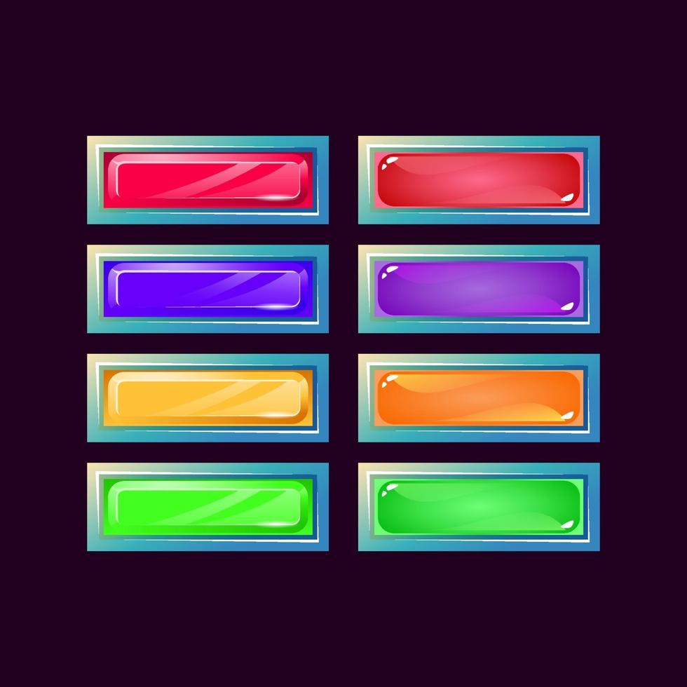 conjunto de juego ui brillante fantasía diamante y gelatina botón colorido para elementos de activos de interfaz gráfica de usuario ilustración vectorial vector